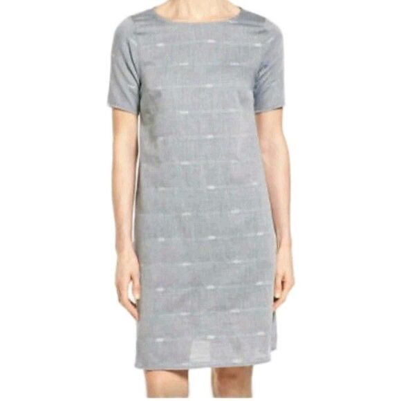 Eileen Fisher Gray Striped Organic Cotton Lagan Look Shift dress Small Petite - Picture 10 of 10